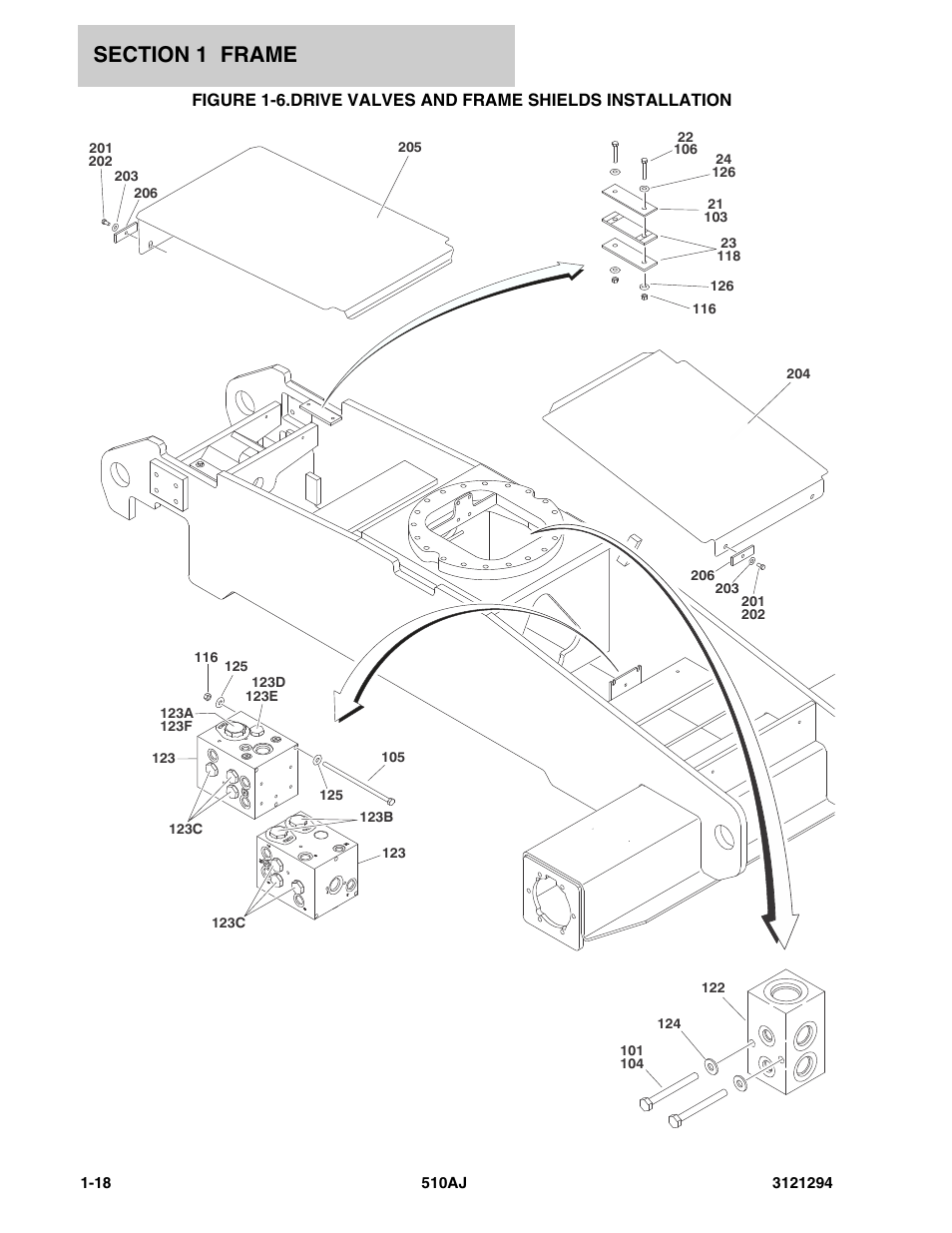 Drive valves and frame shields installation -18 | JLG 510AJ Parts Manual User Manual | Page 24 / 184