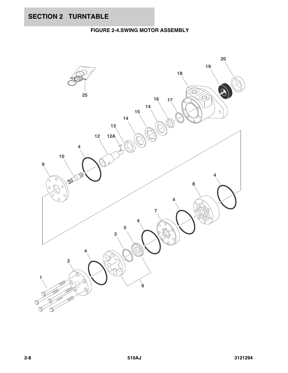 Figure 2-4. swing motor assembly, Swing motor assembly -8 | JLG 510AJ Parts Manual User Manual | Page 34 / 184