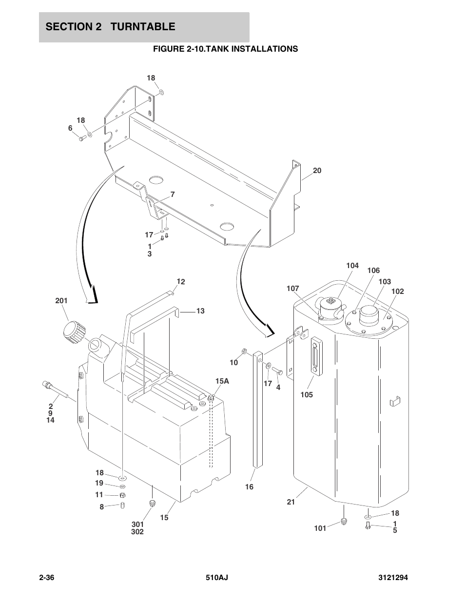 Figure 2-10. tank installations, Tank installations -36 | JLG 510AJ Parts Manual User Manual | Page 62 / 184