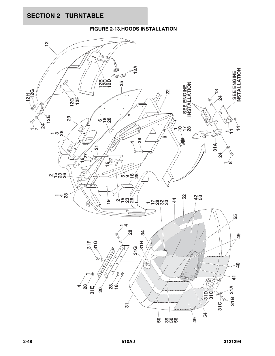 Figure 2-13. hoods installation, Hoods installation -48 | JLG 510AJ Parts Manual User Manual | Page 74 / 184