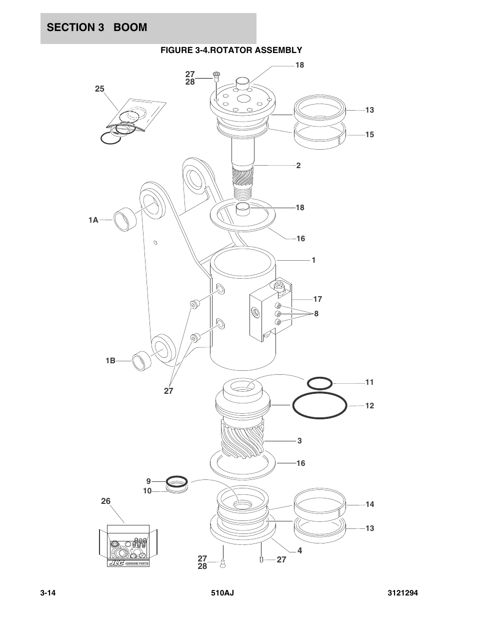 Figure 3-4. rotator assembly, Rotator assembly -14 | JLG 510AJ Parts Manual User Manual | Page 90 / 184