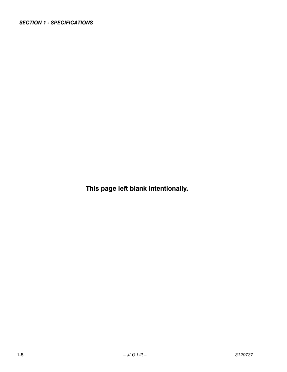 This page left blank intentionally | JLG 3246E2 ANSI Service Manual User Manual | Page 14 / 86