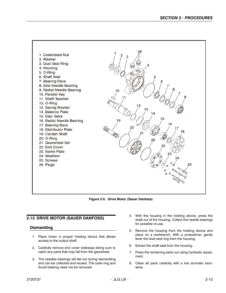 13 drive motor (sauer danfoss), Dismantling, Drive motor (sauer danfoss) -13 | JLG 3246E2 ANSI Service Manual User Manual | Page 27 / 86