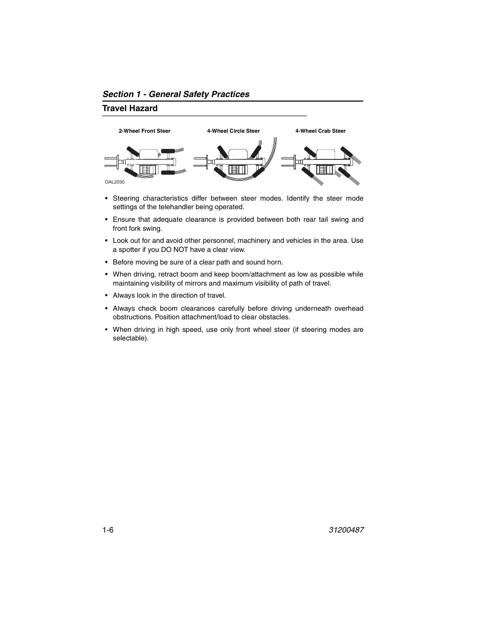 Travel hazard, Travel hazard -6 | JLG 4009 Suspended Load Supplement Operator Manual User Manual | Page 14 / 46