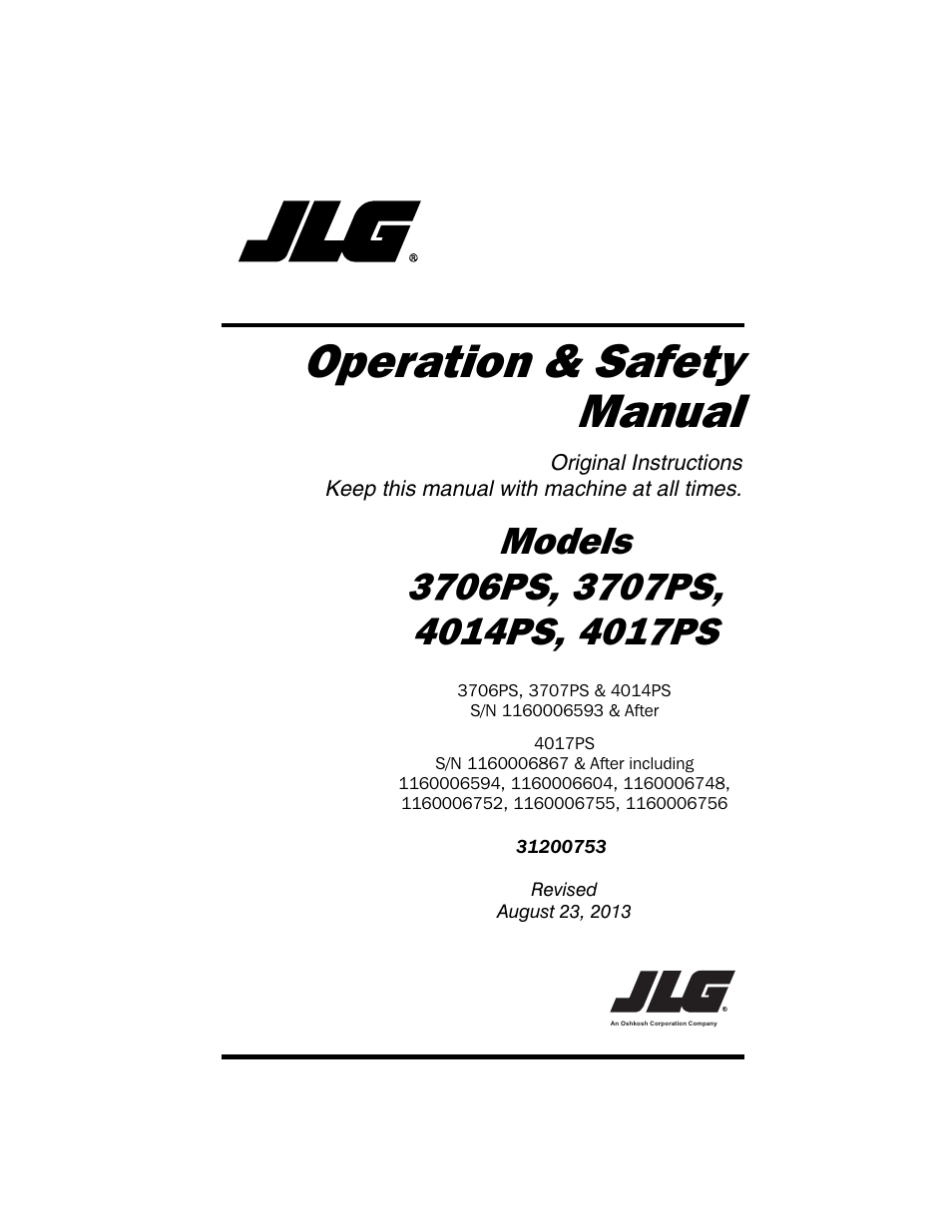 JLG 4017PS Operator Manual User Manual | 202 pages