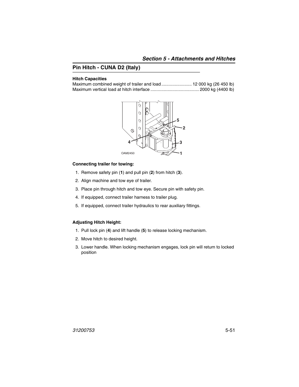 Pin hitch - cuna d2 (italy), Pin hitch - cuna d2 (italy) -51 | JLG 4017PS Operator Manual User Manual | Page 143 / 202