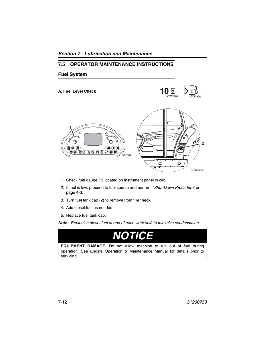 5 operator maintenance instructions, Fuel system, 5 operator maintenance instructions -12 | Fuel system -12, Notice | JLG 4017PS Operator Manual User Manual | Page 164 / 202