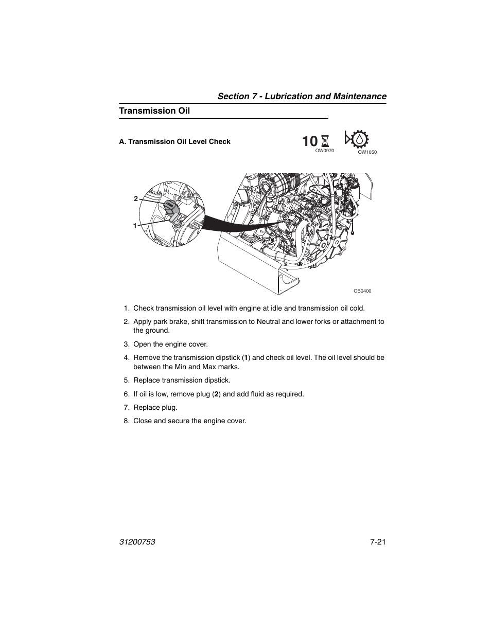 Transmission oil, Transmission oil -21 | JLG 4017PS Operator Manual User Manual | Page 173 / 202