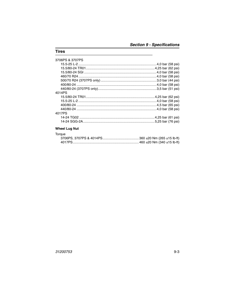Tires, Tires -3 | JLG 4017PS Operator Manual User Manual | Page 185 / 202