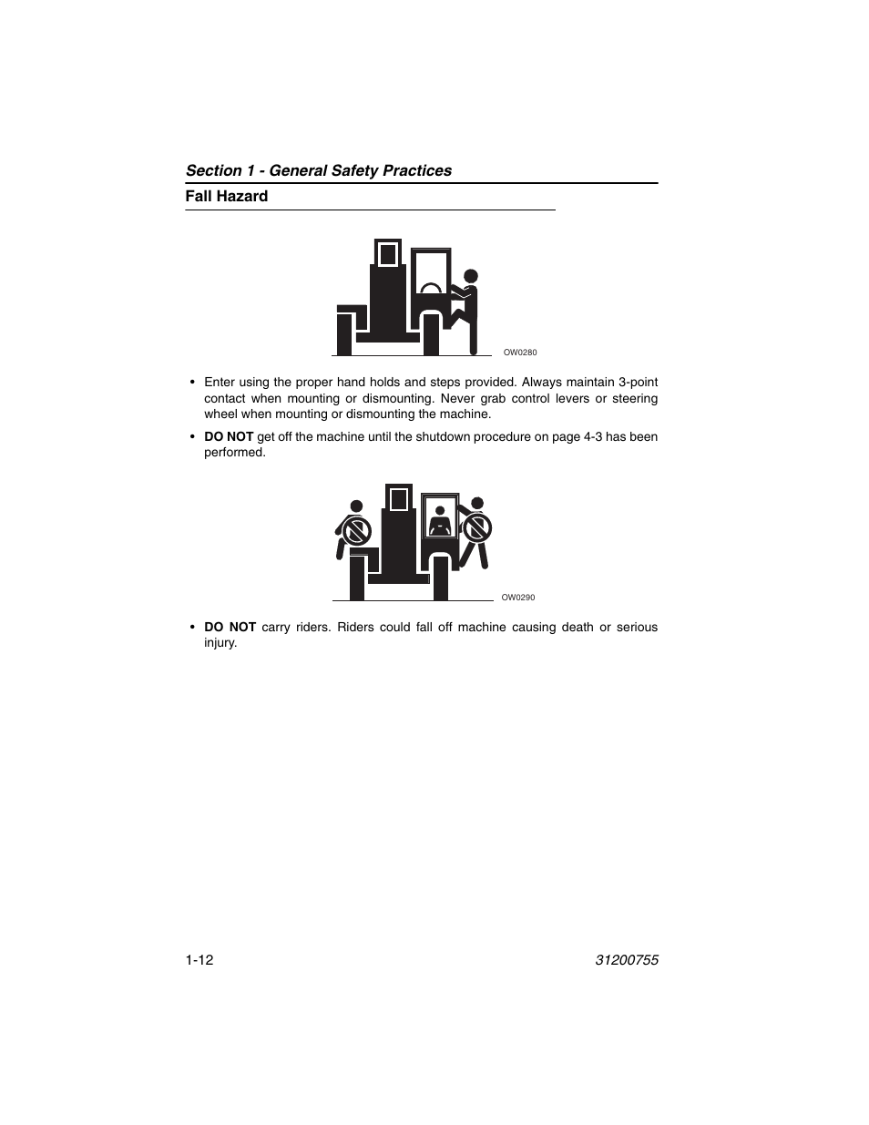 Fall hazard, Fall hazard -12 | JLG 4017PS Operator Manual User Manual | Page 24 / 202