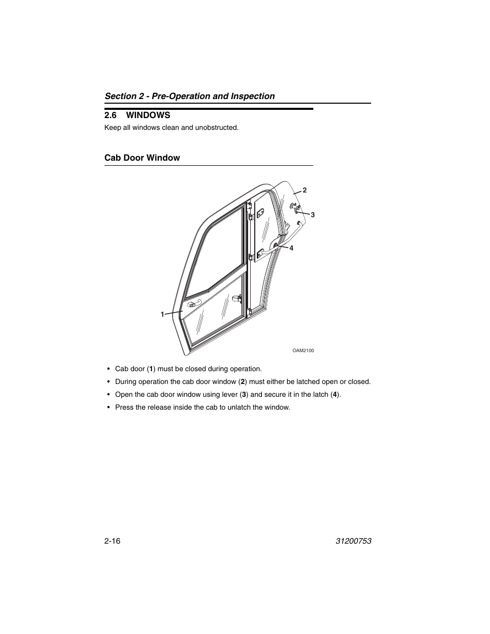 6 windows, Cab door window, 6 windows -16 | Cab door window -16 | JLG 4017PS Operator Manual User Manual | Page 42 / 202