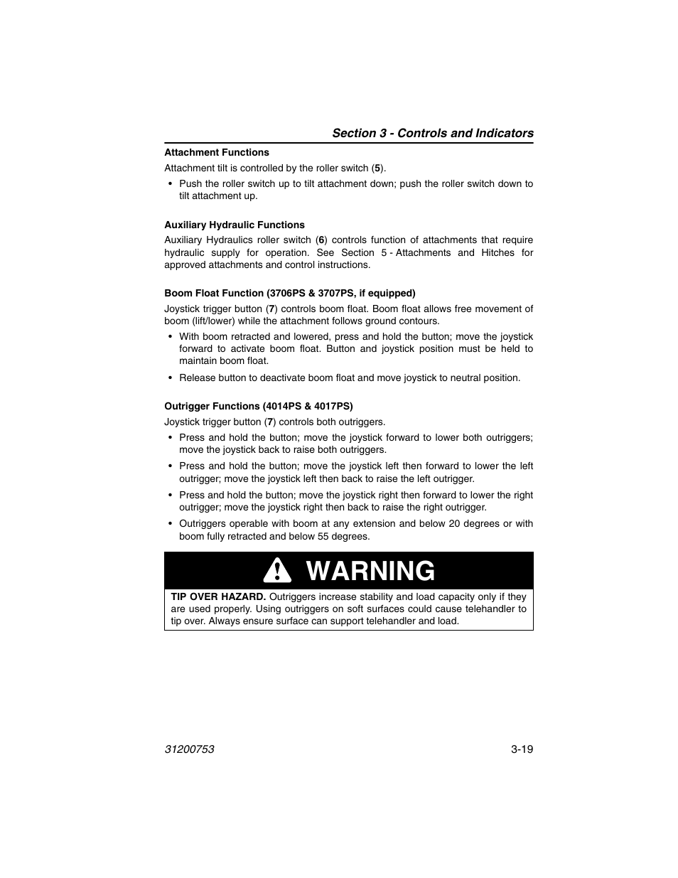 Warning | JLG 4017PS Operator Manual User Manual | Page 63 / 202