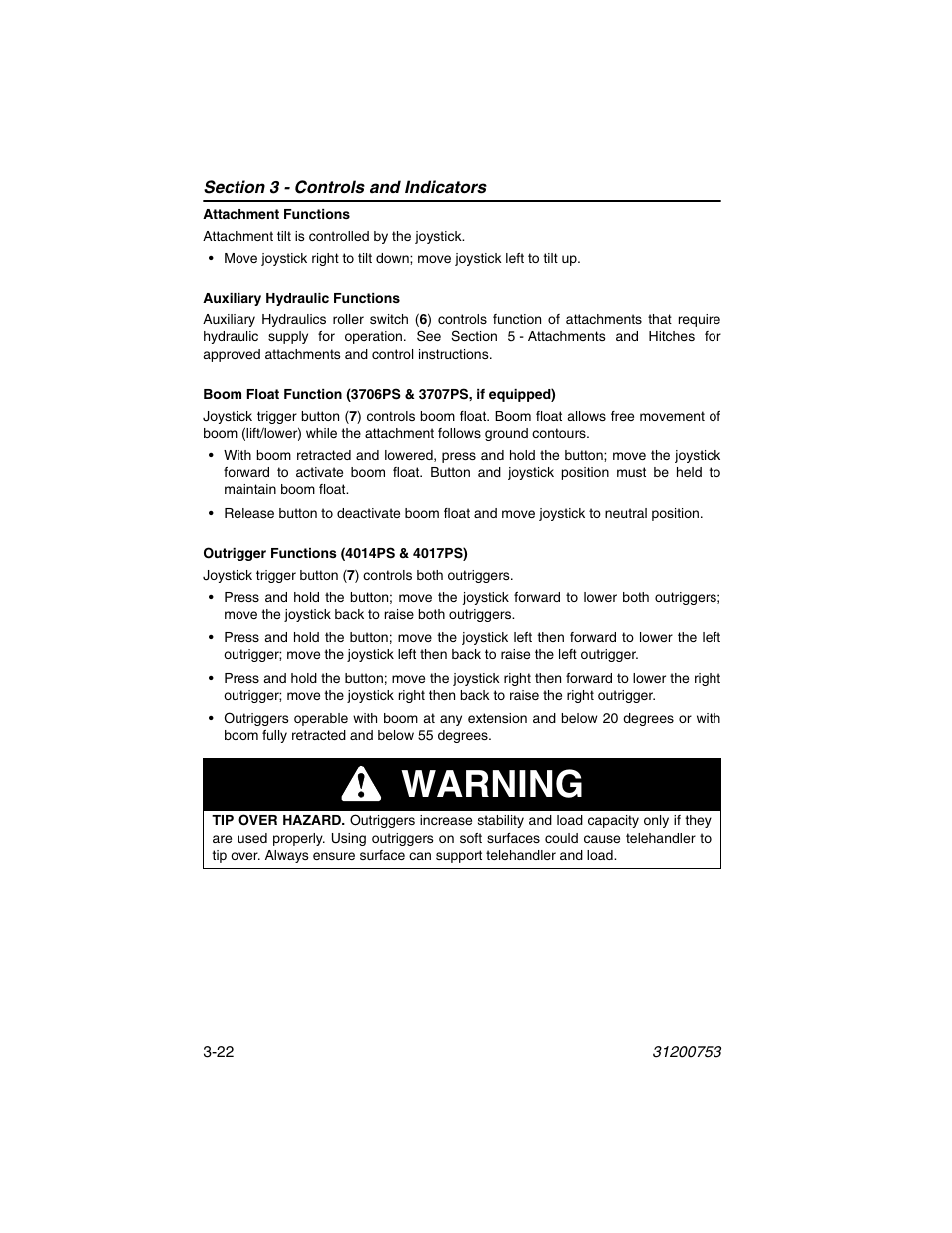 Warning | JLG 4017PS Operator Manual User Manual | Page 66 / 202