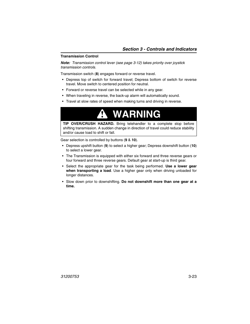 Warning | JLG 4017PS Operator Manual User Manual | Page 67 / 202