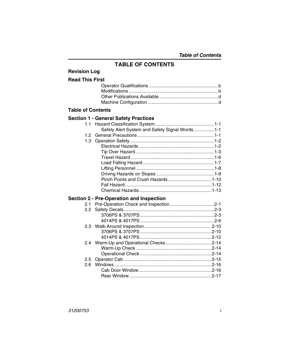 JLG 4017PS Operator Manual User Manual | Page 7 / 202