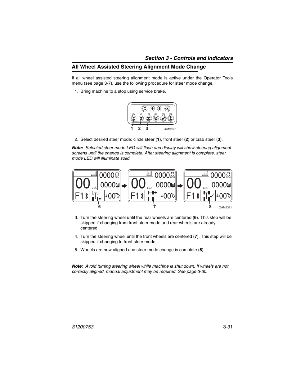 All wheel assisted steering alignment mode change | JLG 4017PS Operator Manual User Manual | Page 75 / 202