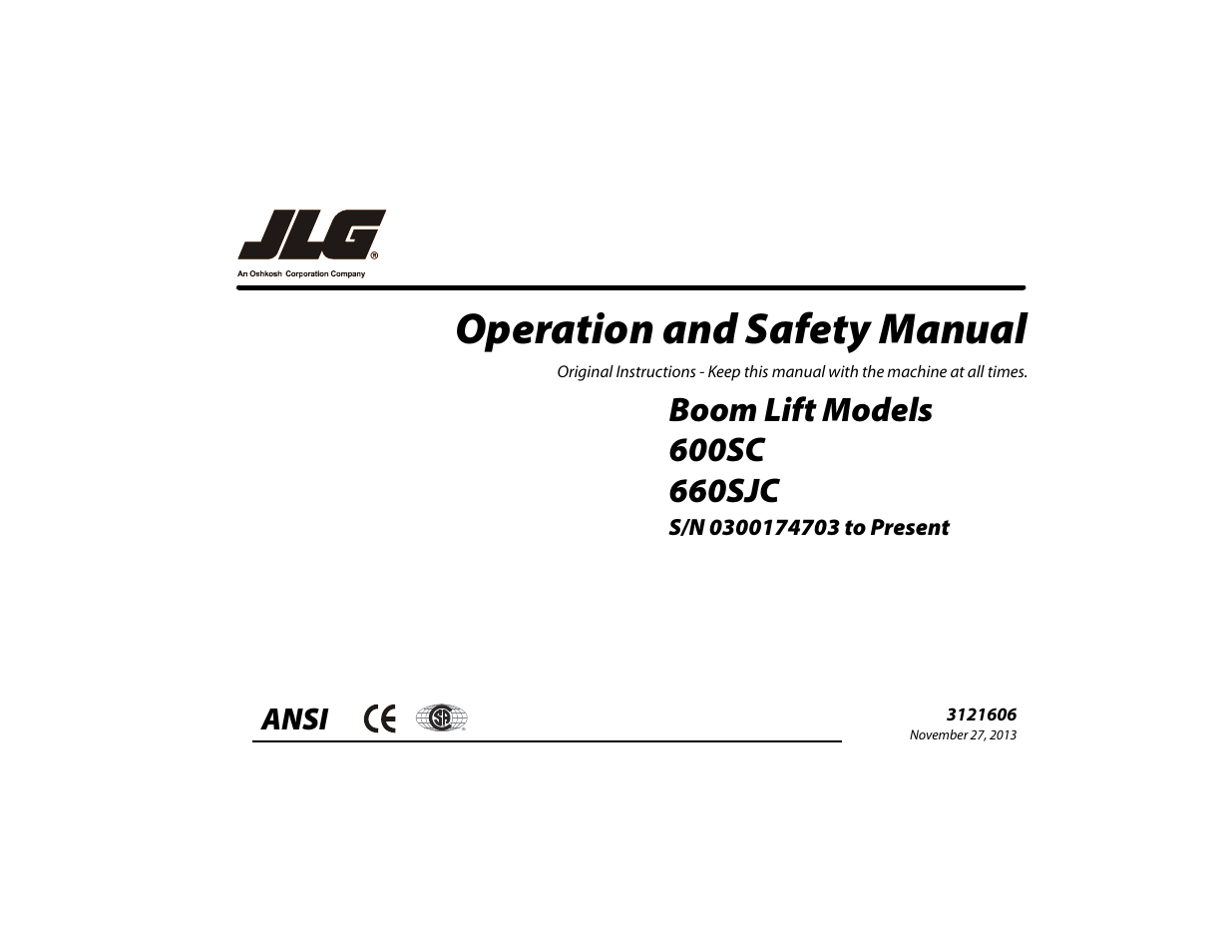 JLG 600SC_660SJC Operator Manual User Manual | 104 pages