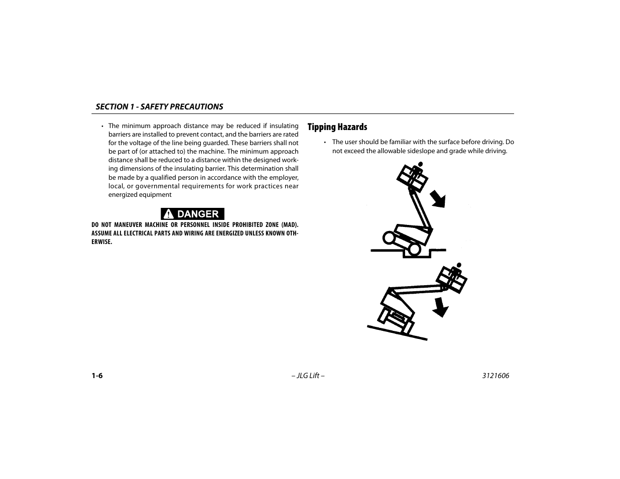 Tipping hazards, Tipping hazards -6 | JLG 600SC_660SJC Operator Manual User Manual | Page 16 / 104