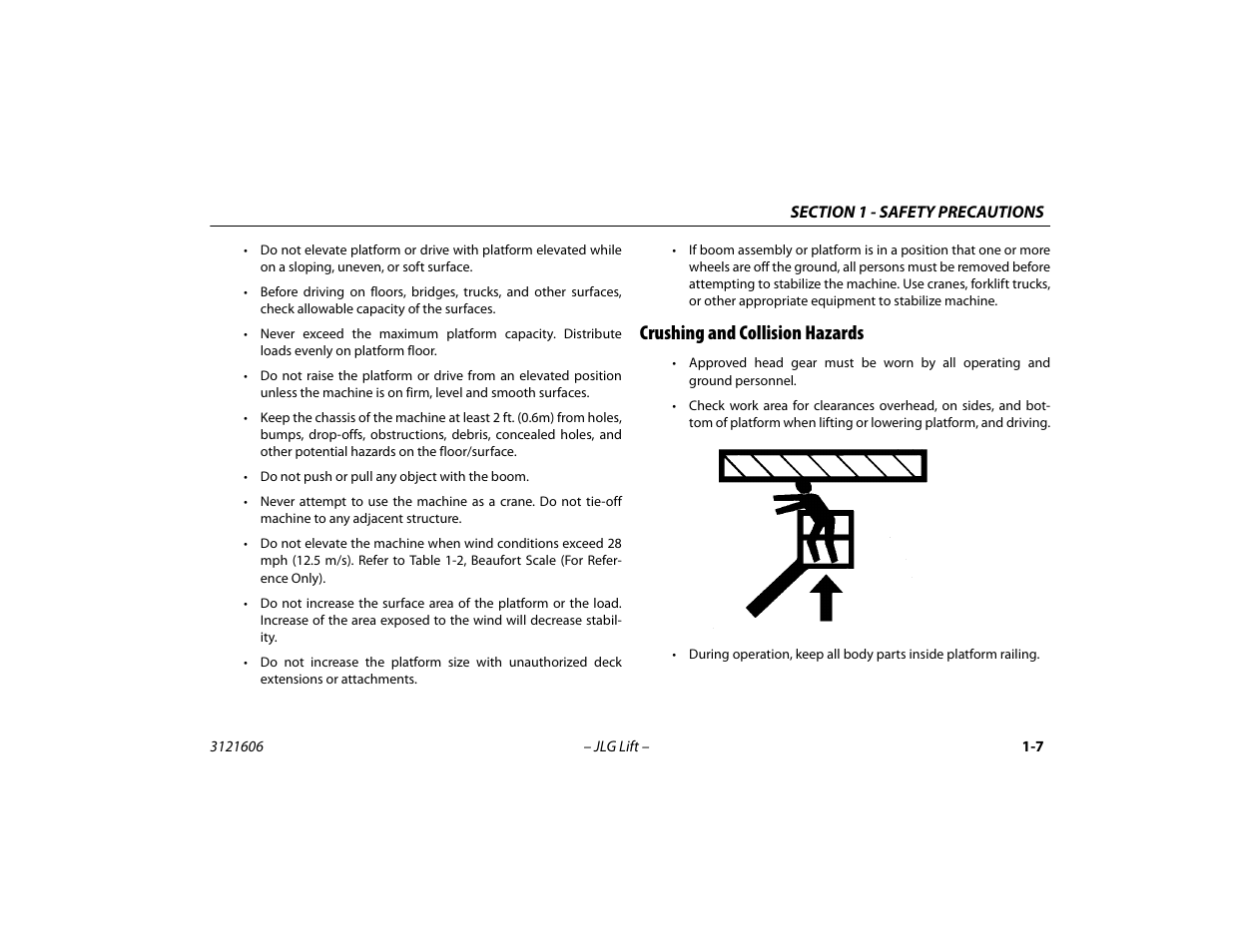 Crushing and collision hazards, Crushing and collision hazards -7 | JLG 600SC_660SJC Operator Manual User Manual | Page 17 / 104