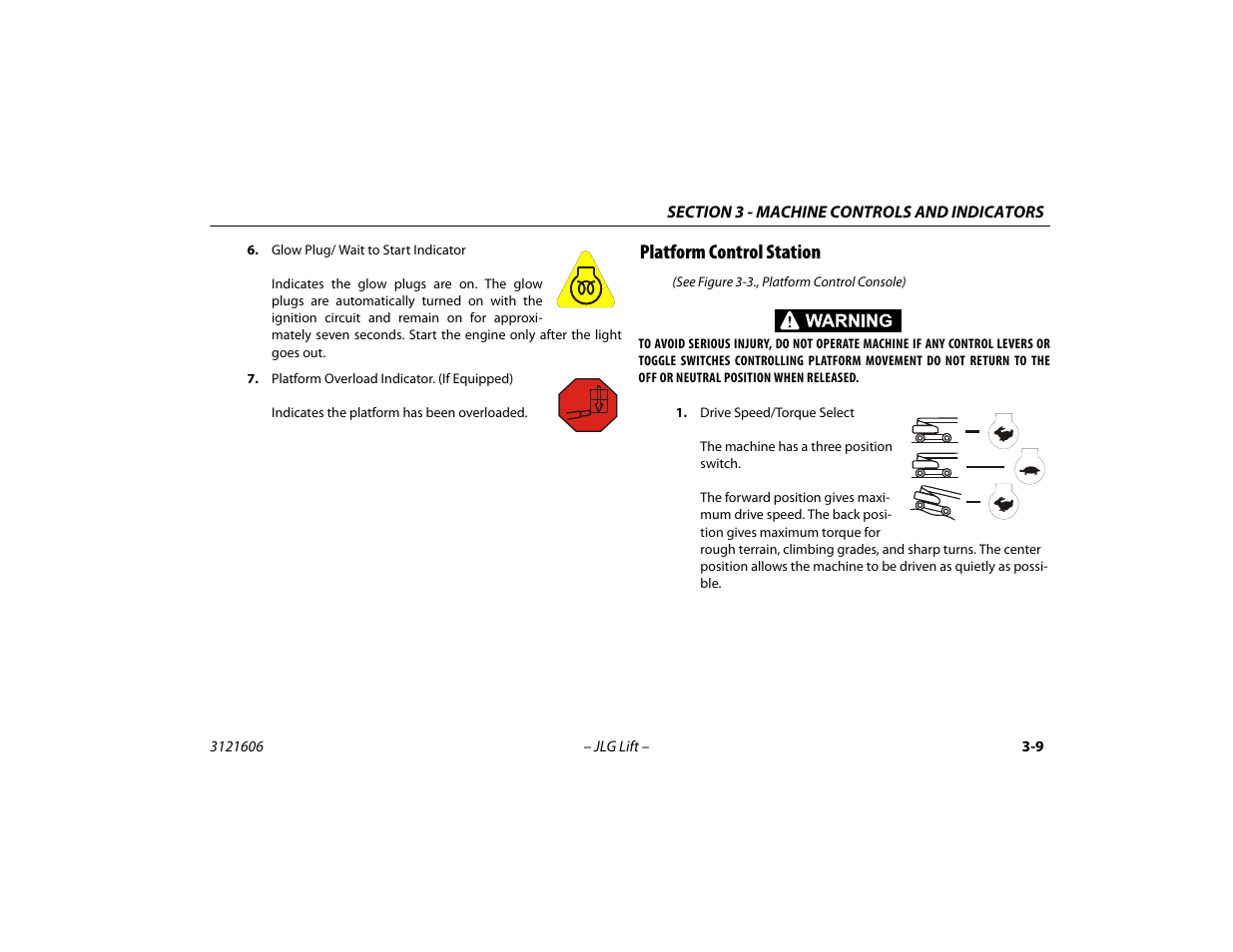 Platform control station, Platform control station -9 | JLG 600SC_660SJC Operator Manual User Manual | Page 43 / 104