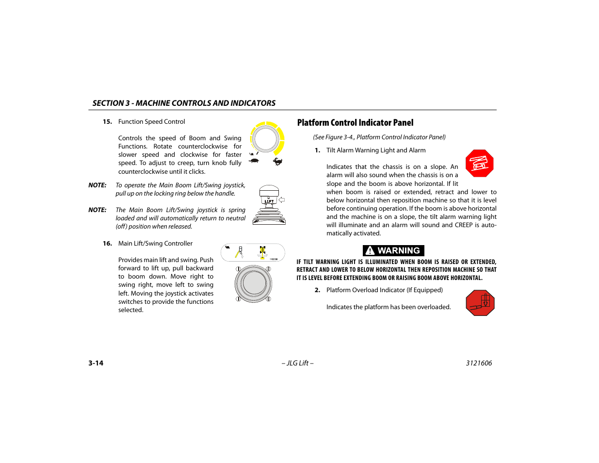 Platform control indicator panel, Platform control indicator panel -14 | JLG 600SC_660SJC Operator Manual User Manual | Page 48 / 104