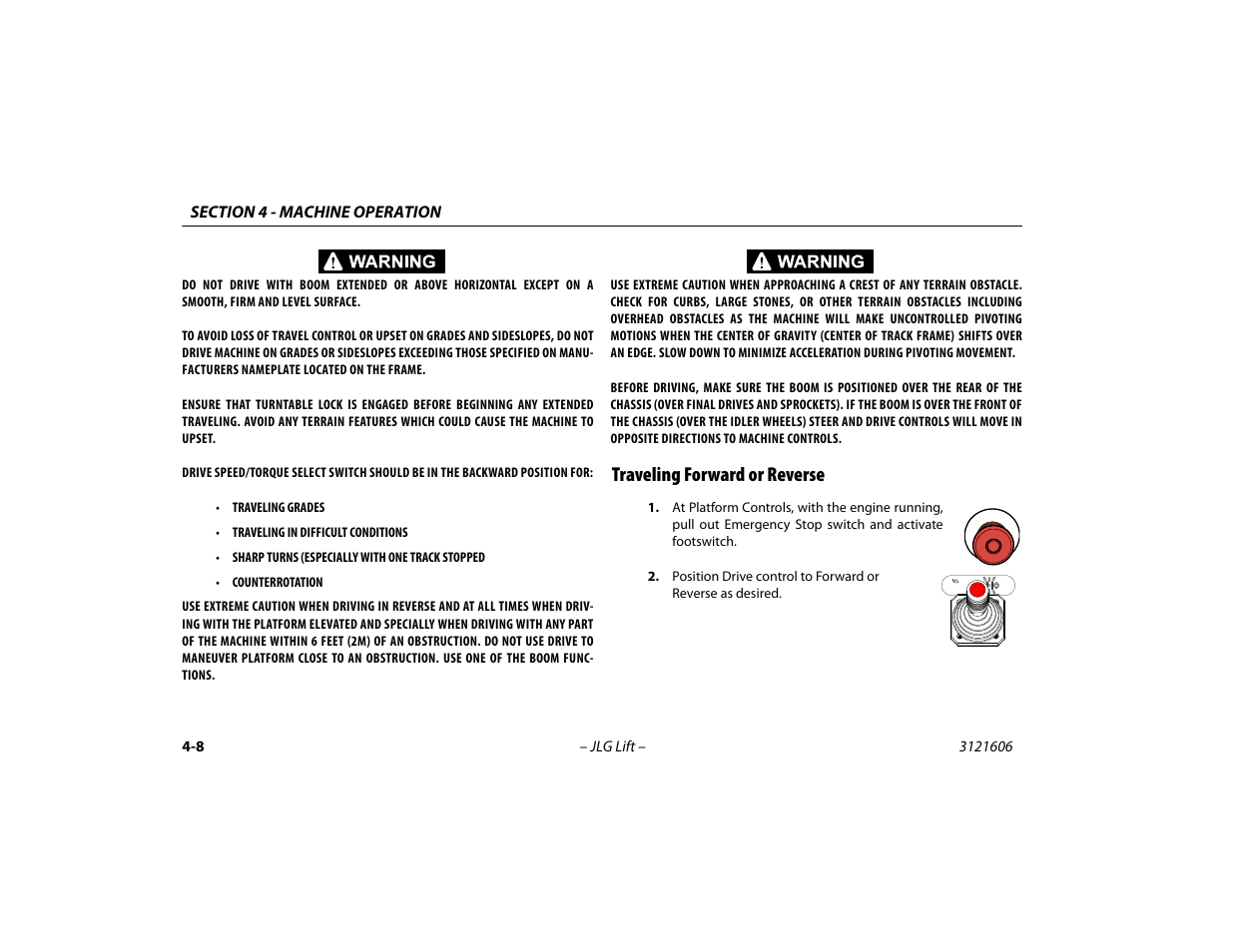 Traveling forward or reverse, Traveling forward or reverse -8 | JLG 600SC_660SJC Operator Manual User Manual | Page 60 / 104