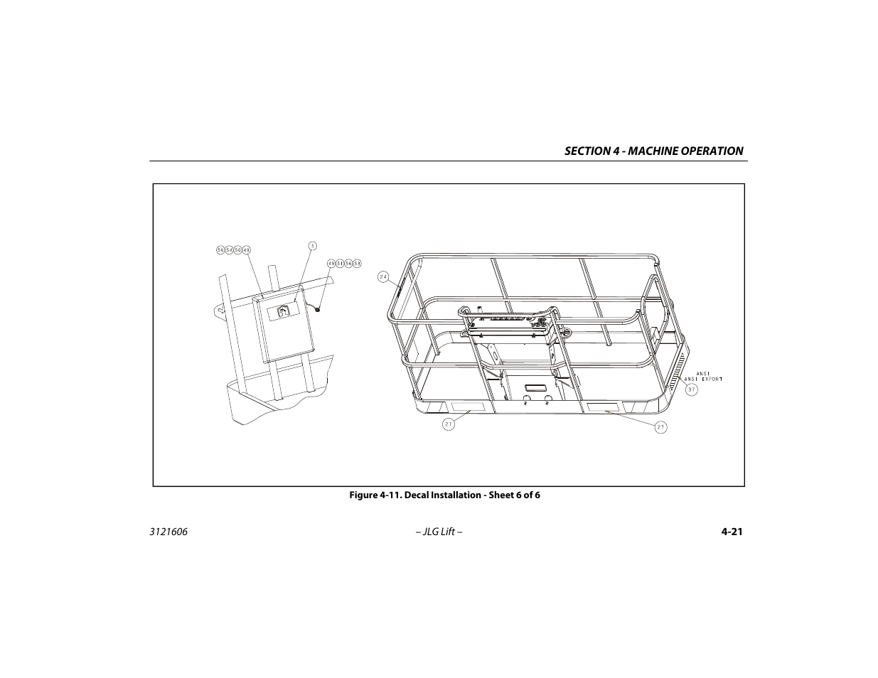 Decal installation - sheet 6 of 6 -21 | JLG 600SC_660SJC Operator Manual User Manual | Page 73 / 104