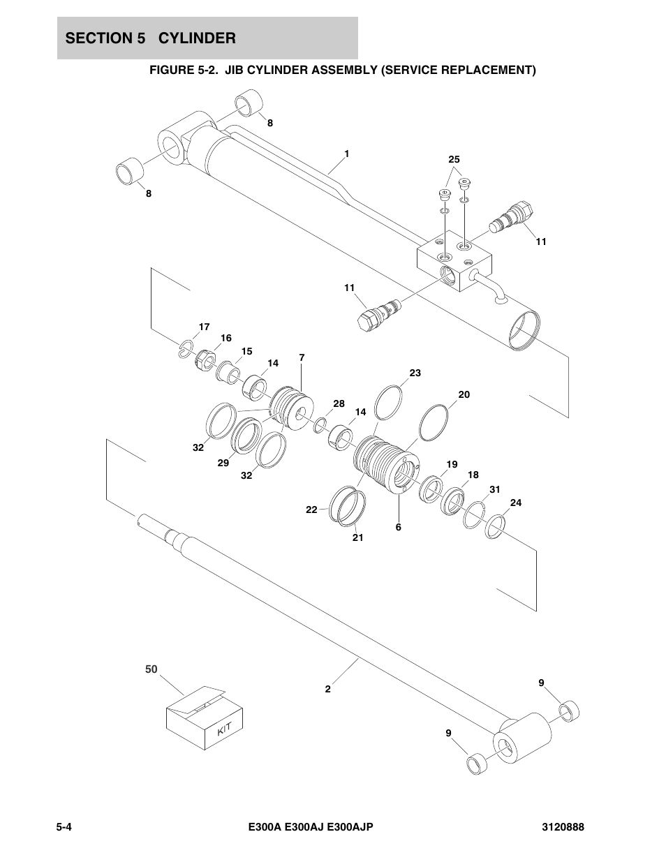 Jib cylinder assembly (service replacement) -4 | JLG E300 Parts Manual User Manual | Page 126 / 198