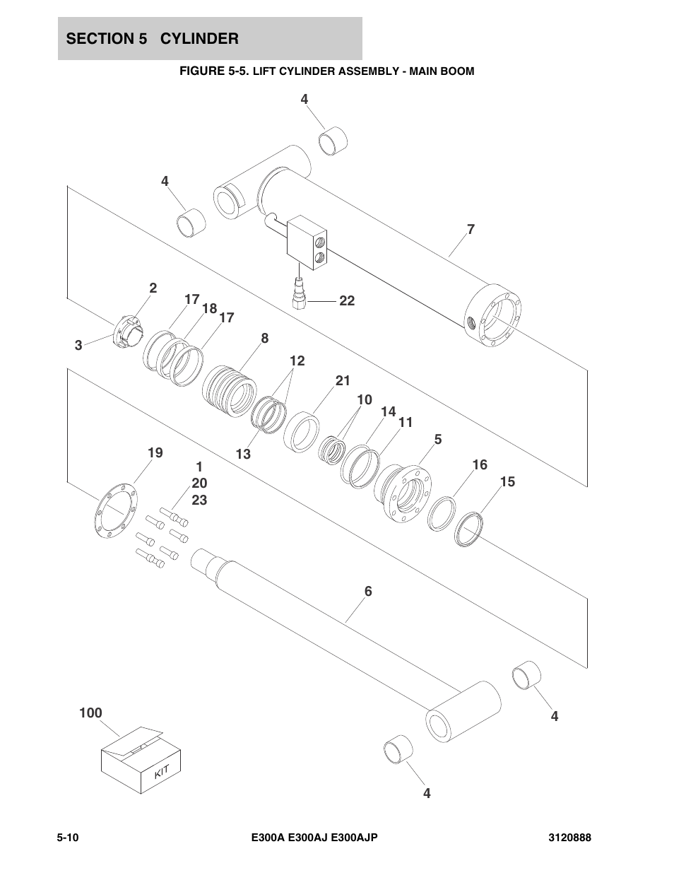 Figure 5-5. lift cylinder assembly - main boom | JLG E300 Parts Manual User Manual | Page 132 / 198