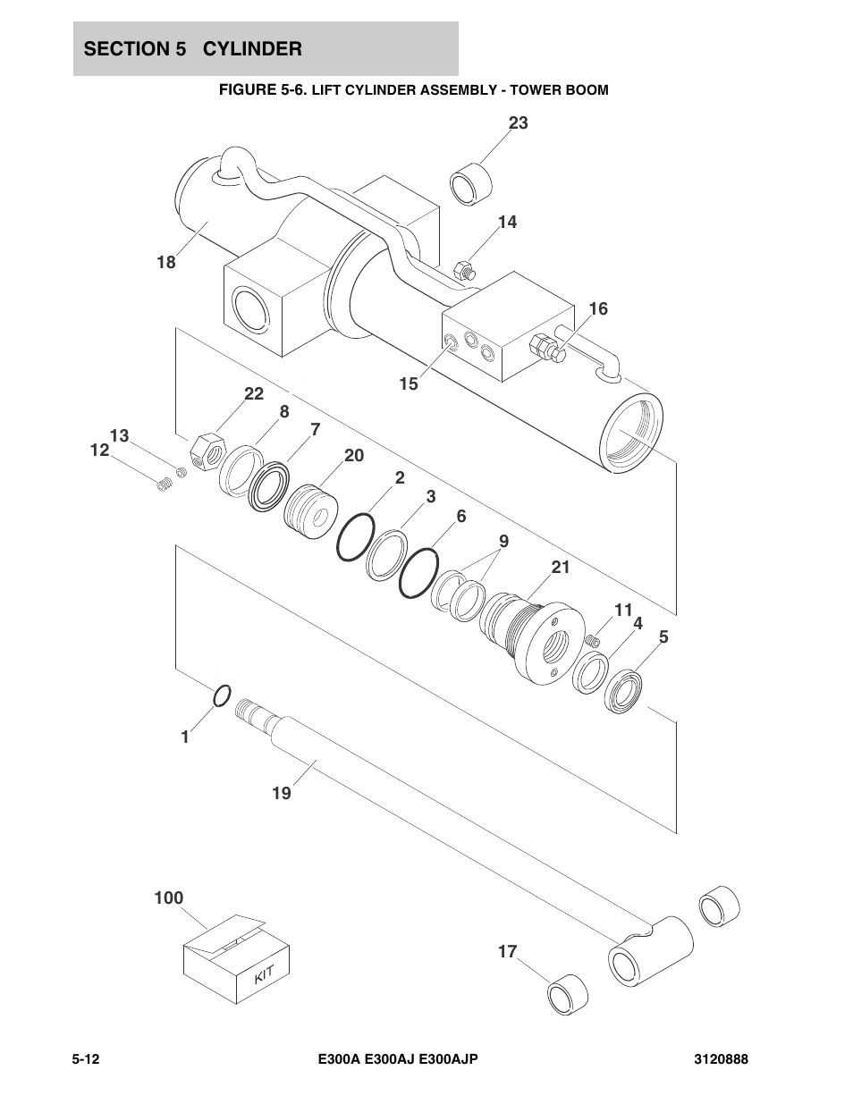 Figure 5-6. lift cylinder assembly - tower boom | JLG E300 Parts Manual User Manual | Page 134 / 198