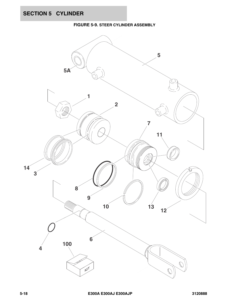 Figure 5-9. steer cylinder assembly | JLG E300 Parts Manual User Manual | Page 140 / 198