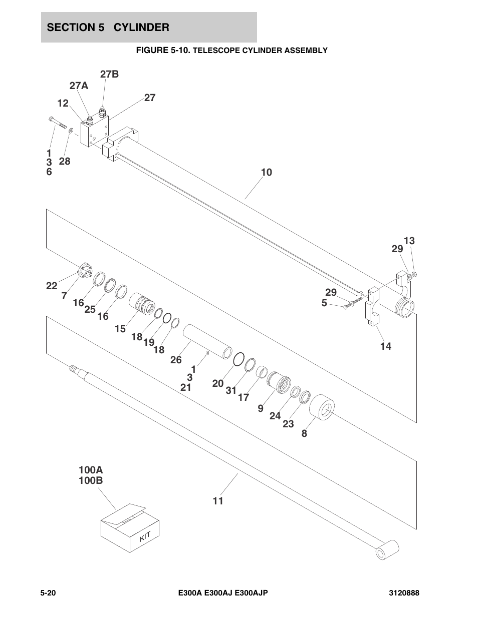Figure 5-10. telescope cylinder assembly | JLG E300 Parts Manual User Manual | Page 142 / 198