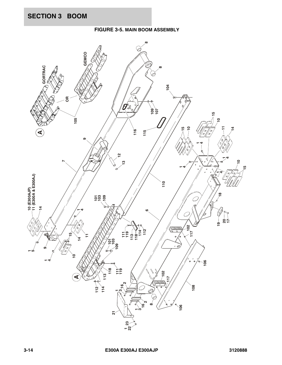 Figure 3-5. main boom assembly, Figure 3-5 | JLG E300 Parts Manual User Manual | Page 84 / 198
