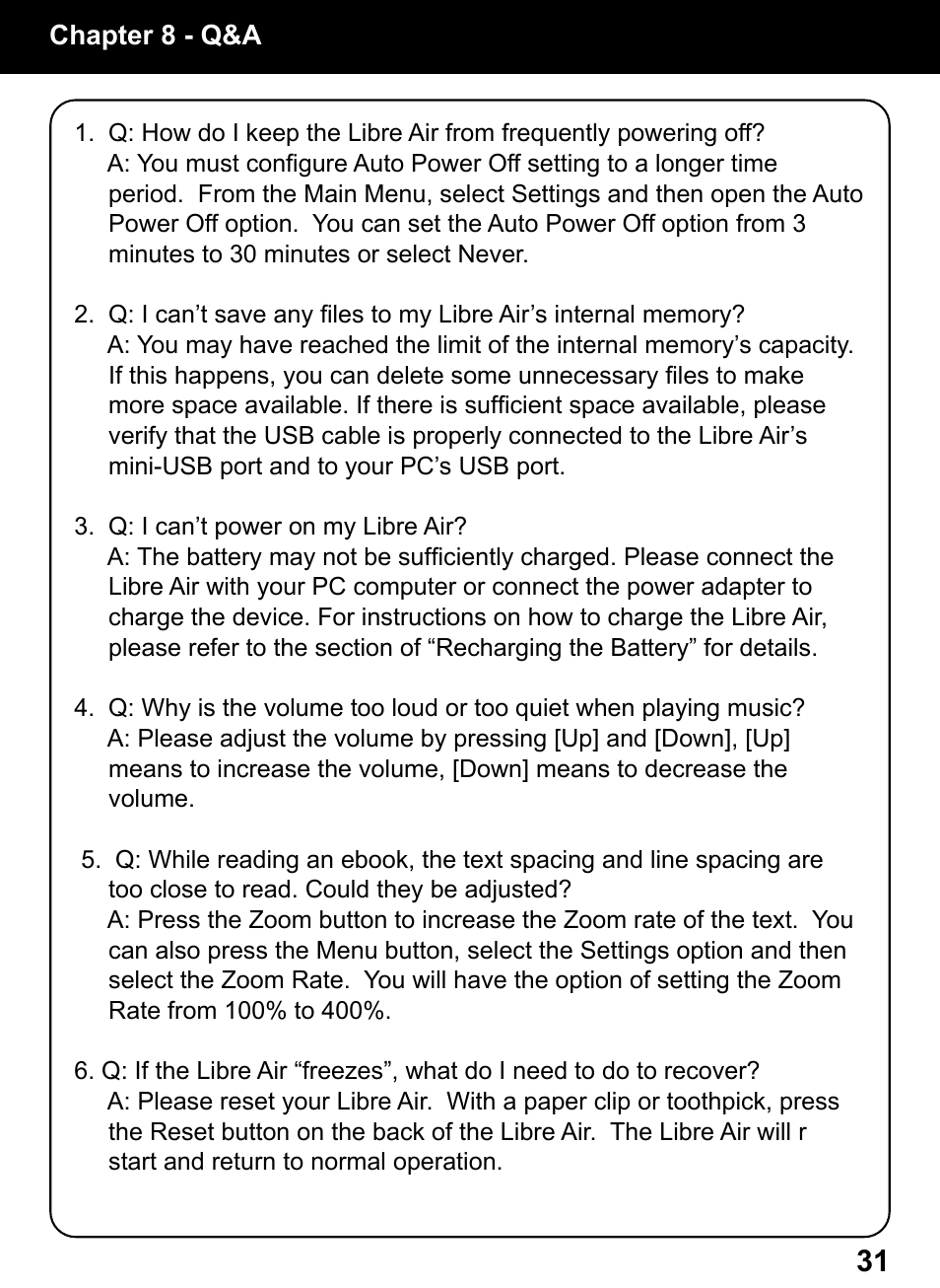 Aluratek AEBK02FB User Manual | Page 31 / 36
