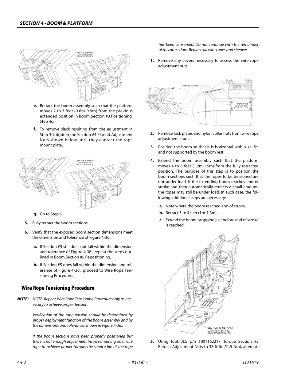 Wire rope tensioning procedure, Wire rope tensioning procedure -62 | JLG 1850SJ Service Manual User Manual | Page 148 / 452