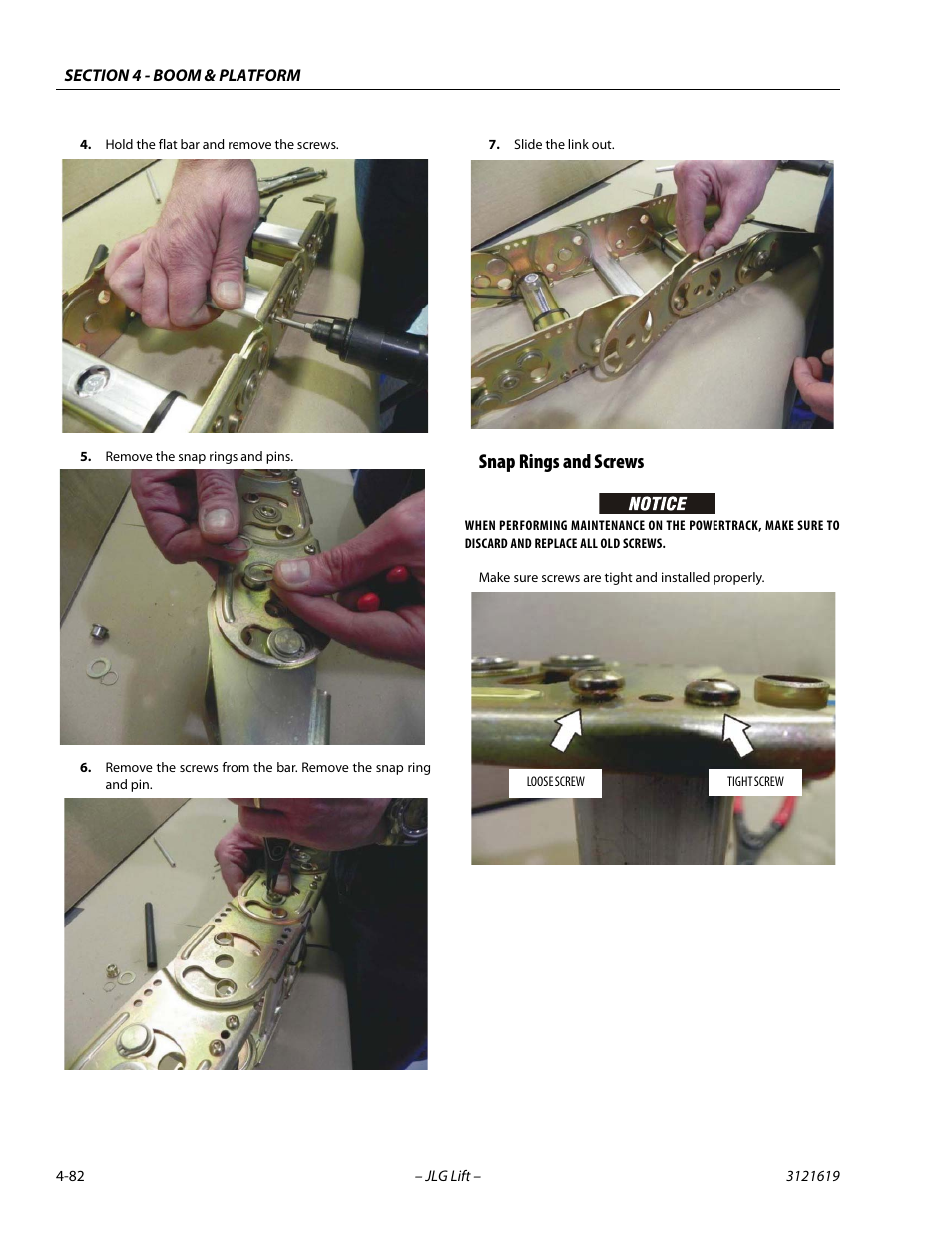 Snap rings and screws, Snap rings and screws -82 | JLG 1850SJ Service Manual User Manual | Page 168 / 452