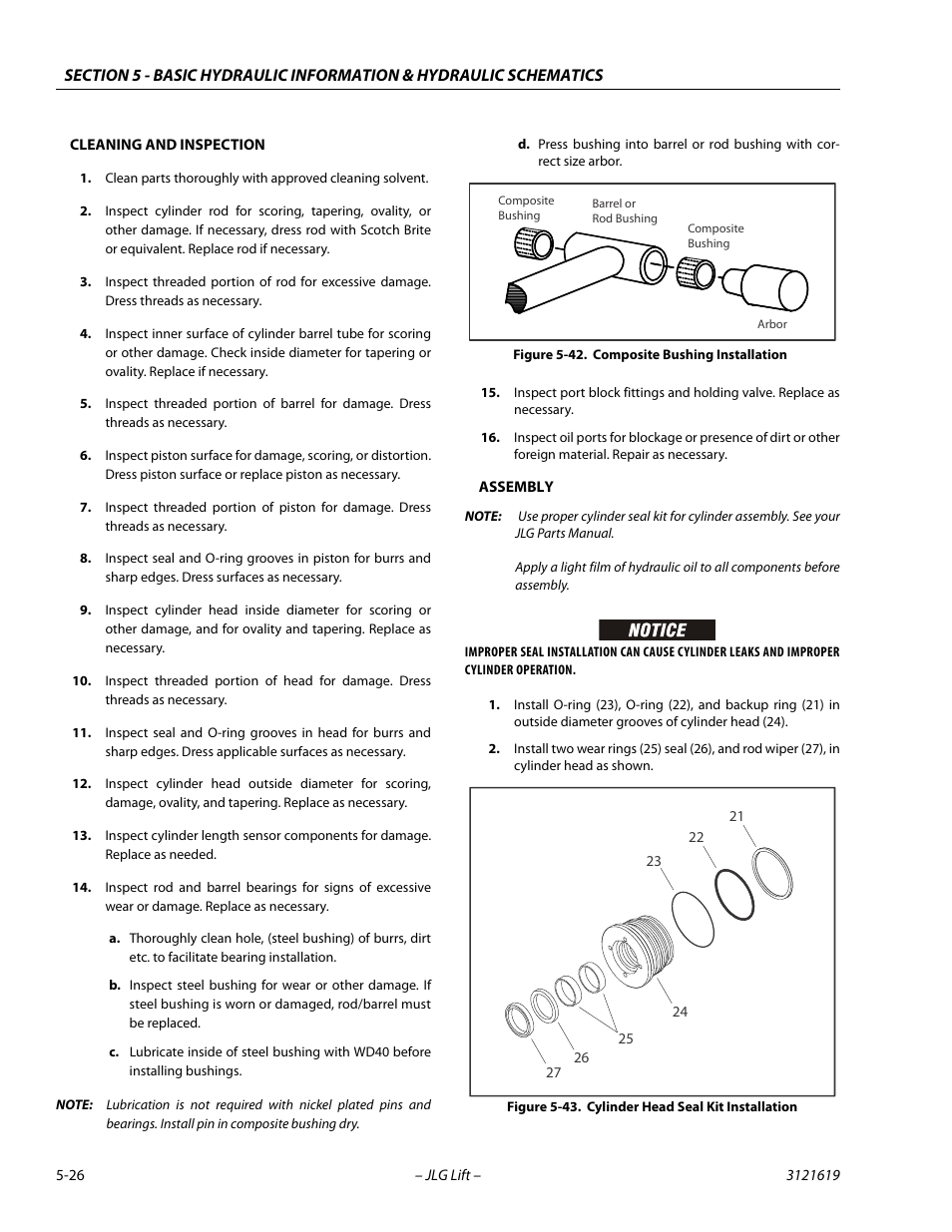 Composite bushing installation -26, Cylinder head seal kit installation -26 | JLG 1850SJ Service Manual User Manual | Page 196 / 452