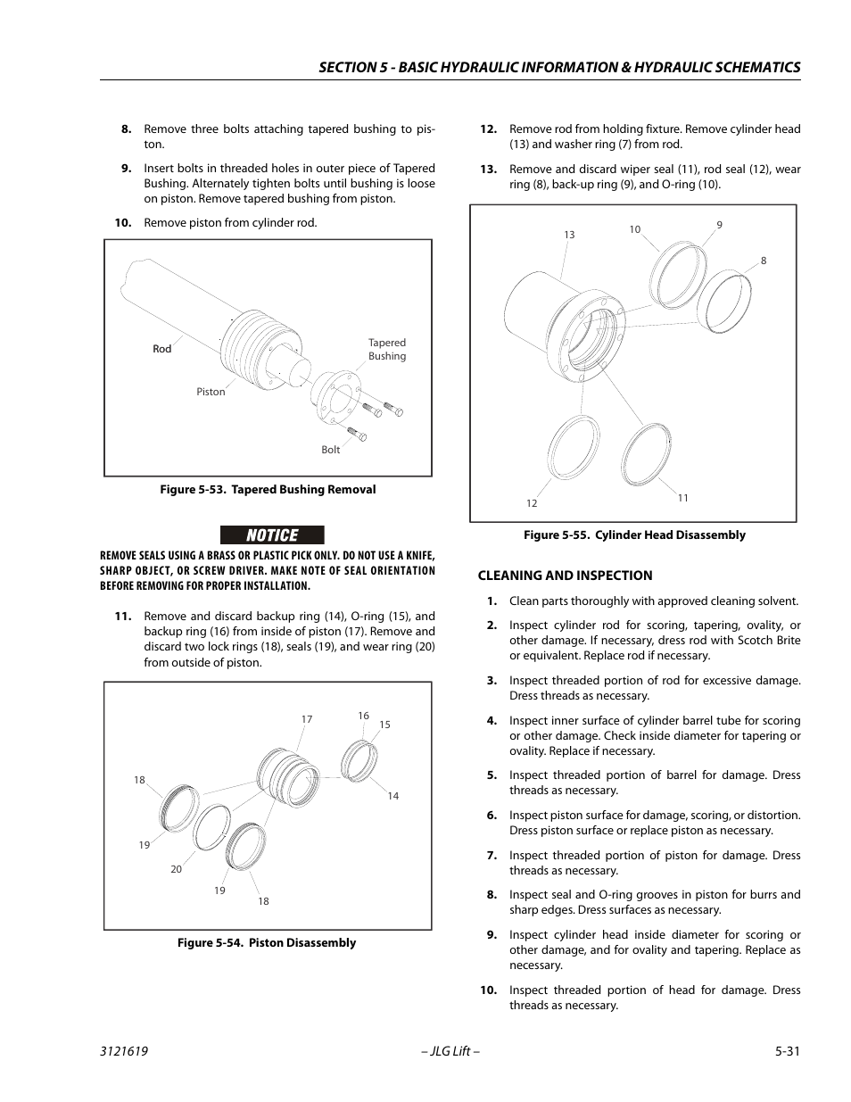 Tapered bushing removal -31, Piston disassembly -31, Cylinder head disassembly -31 | JLG 1850SJ Service Manual User Manual | Page 201 / 452