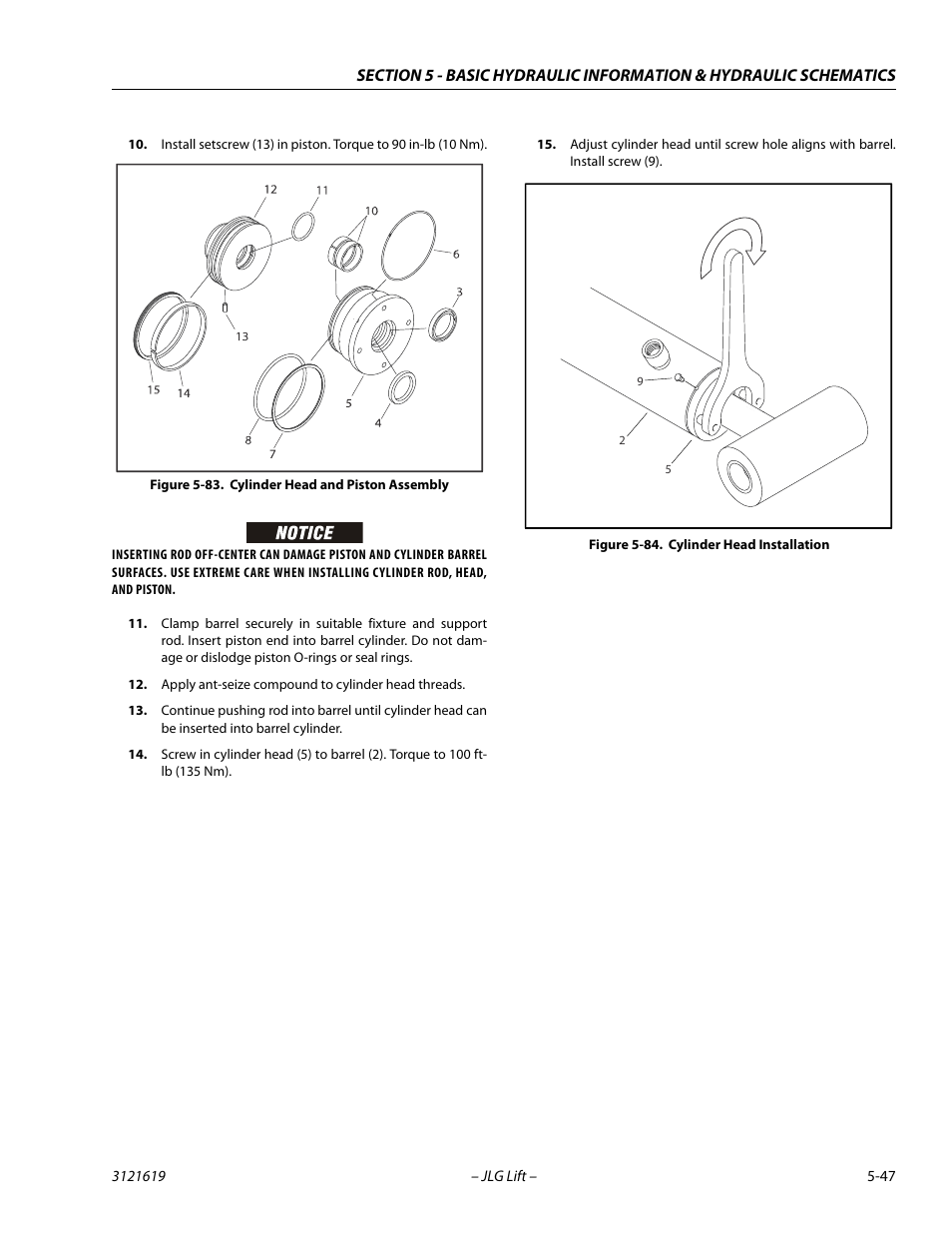 Cylinder head and piston assembly -47, Cylinder head installation -47 | JLG 1850SJ Service Manual User Manual | Page 217 / 452