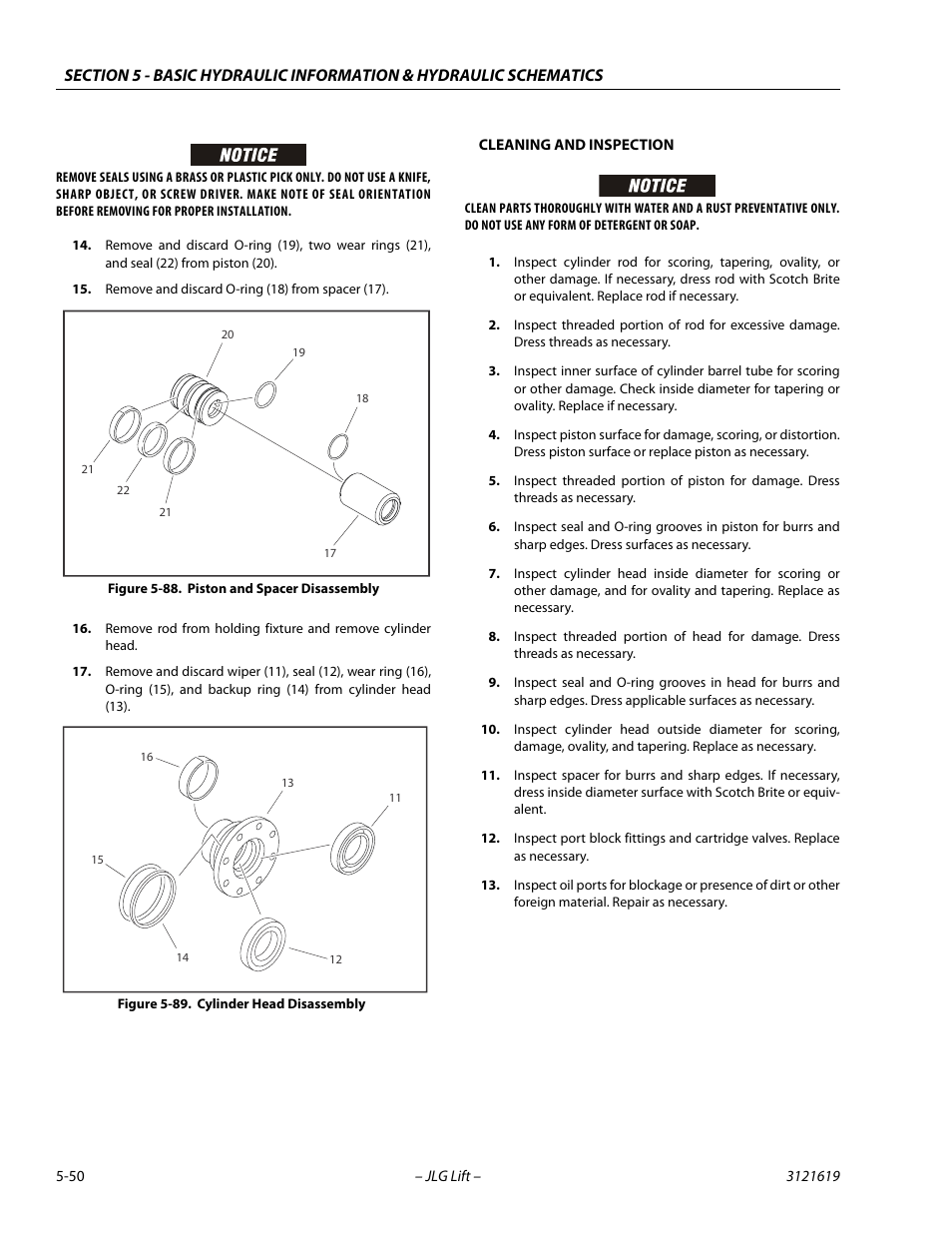 Piston and spacer disassembly -50, Cylinder head disassembly -50 | JLG 1850SJ Service Manual User Manual | Page 220 / 452