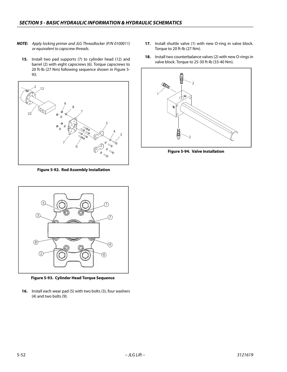 Rod assembly installation -52, Cylinder head torque sequence -52, Valve installation -52 | JLG 1850SJ Service Manual User Manual | Page 222 / 452