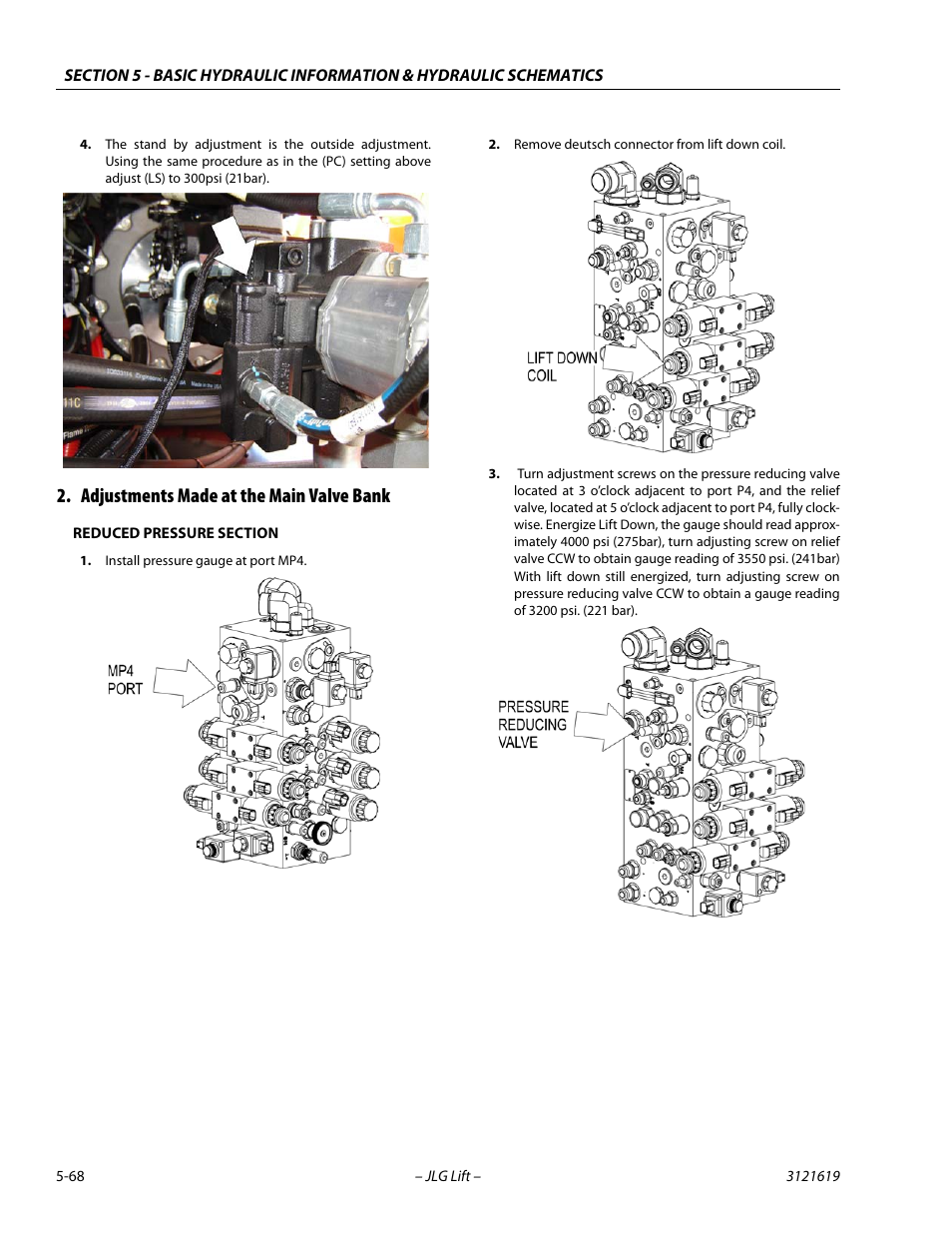 Adjustments made at the main valve bank, Adjustments made at the main valve bank -68 | JLG 1850SJ Service Manual User Manual | Page 238 / 452