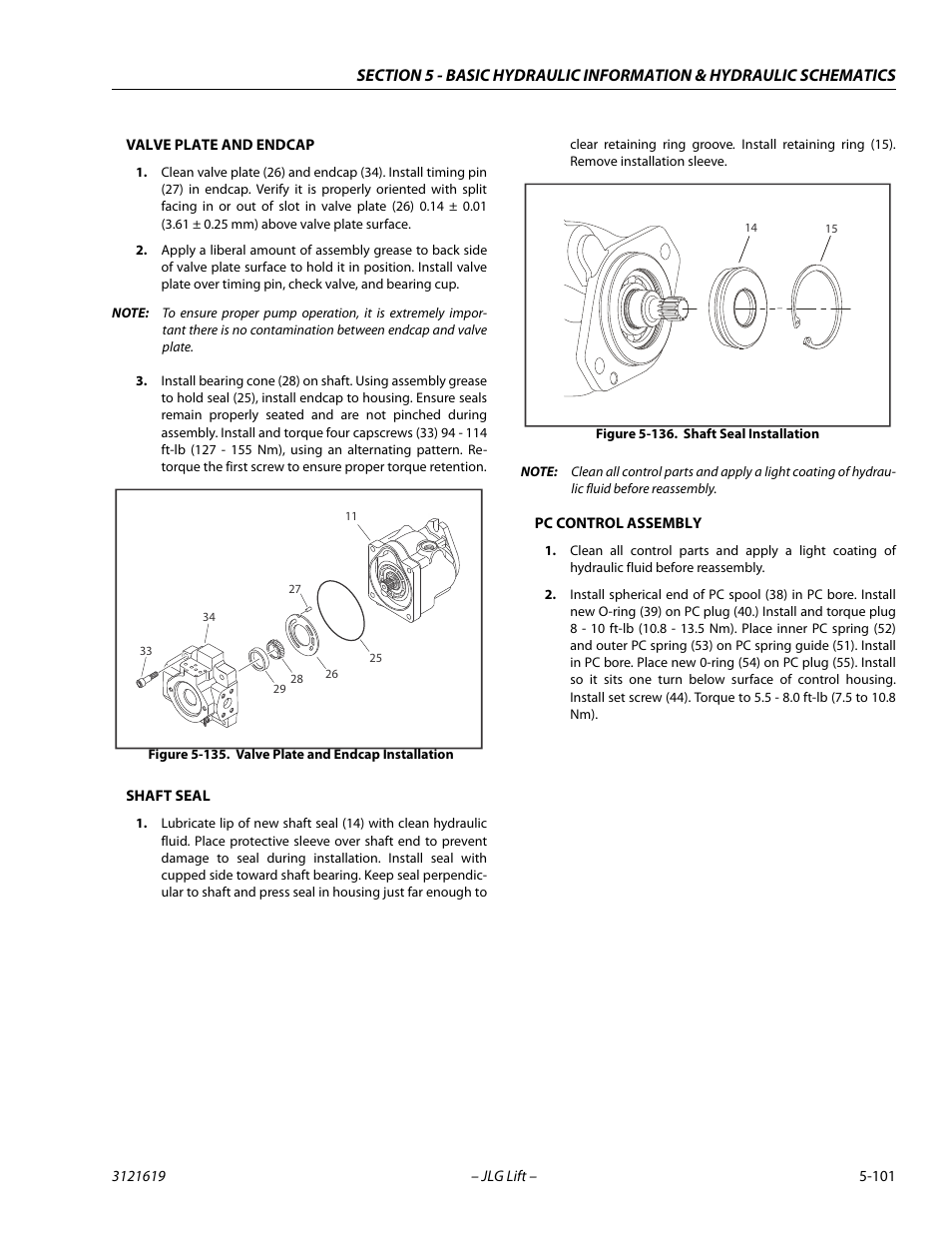 Valve plate and endcap installation -101, Shaft seal installation -101 | JLG 1850SJ Service Manual User Manual | Page 271 / 452
