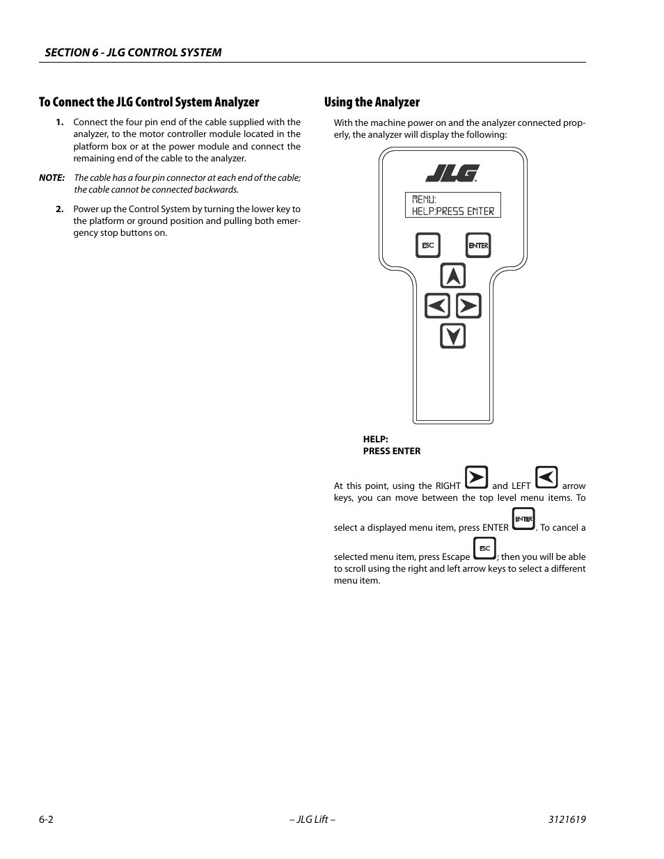 To connect the jlg control system analyzer, Using the analyzer | JLG 1850SJ Service Manual User Manual | Page 284 / 452