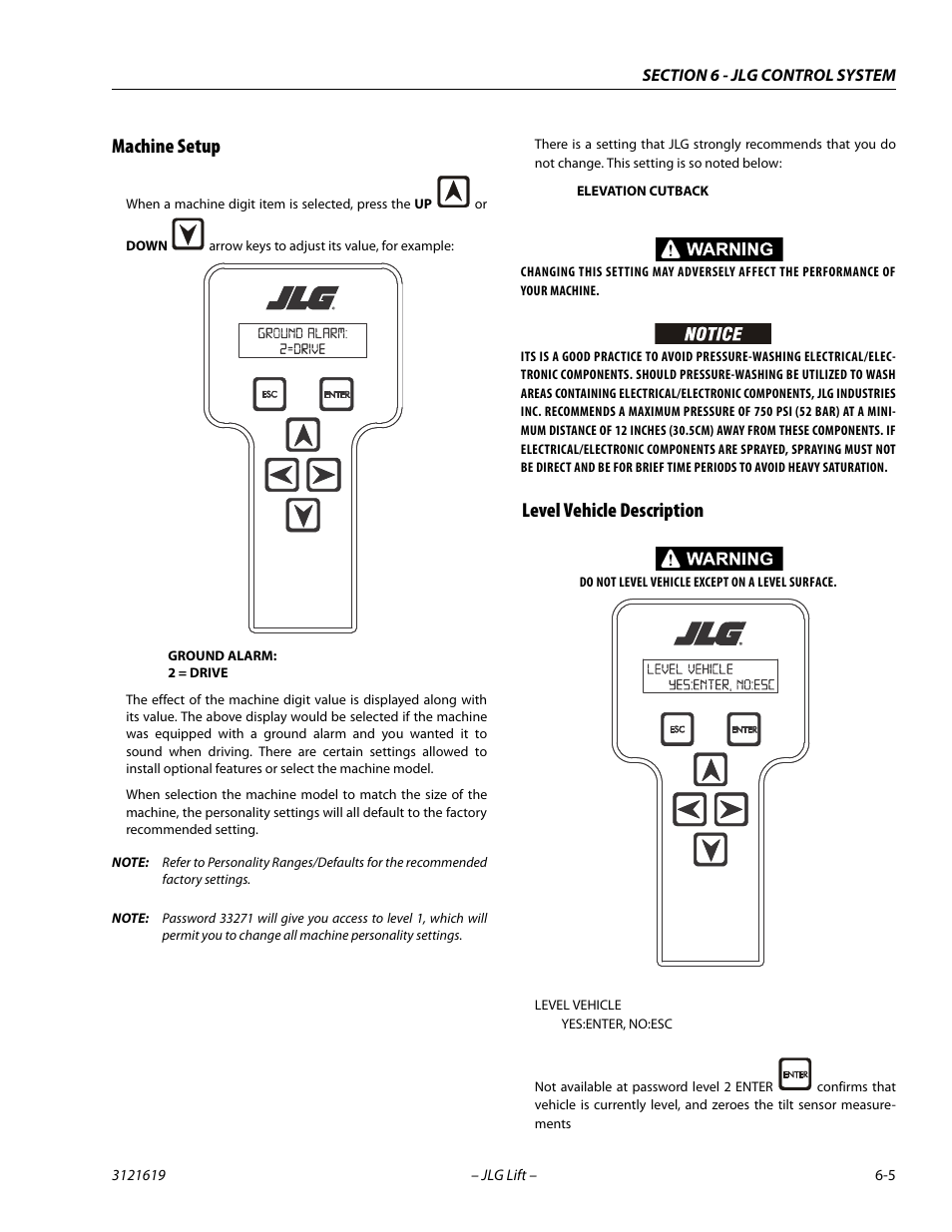Machine setup, Level vehicle description, Machine setup -5 level vehicle description -5 | JLG 1850SJ Service Manual User Manual | Page 287 / 452