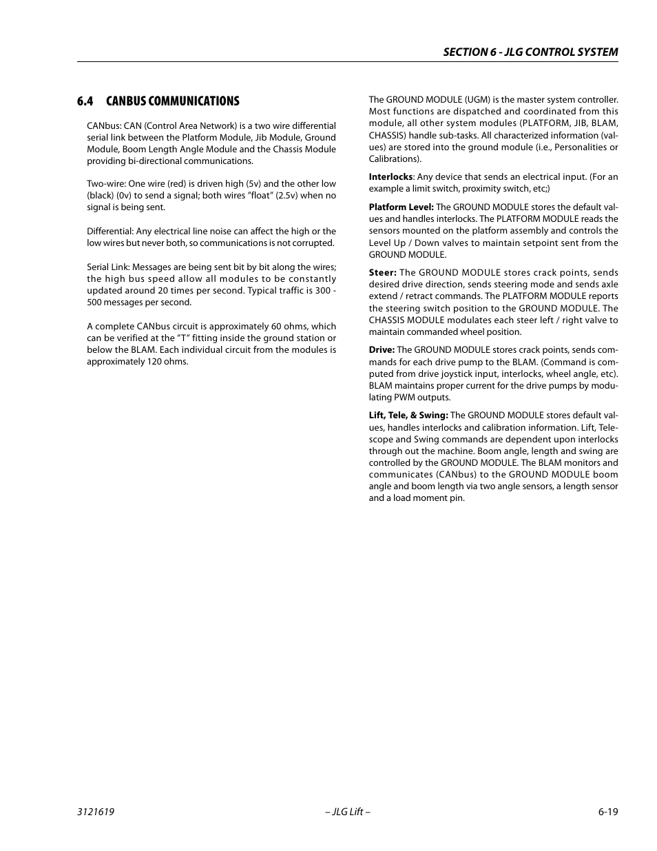 4 canbus communications, Canbus communications -19 | JLG 1850SJ Service Manual User Manual | Page 301 / 452