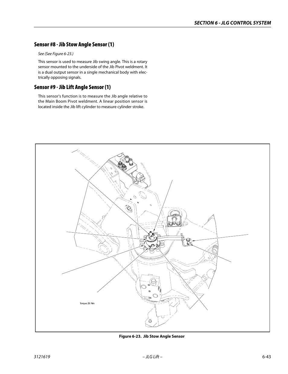 Sensor #8 - jib stow angle sensor (1), Sensor #9 - jib lift angle sensor (1), Jib stow angle sensor -43 | JLG 1850SJ Service Manual User Manual | Page 325 / 452
