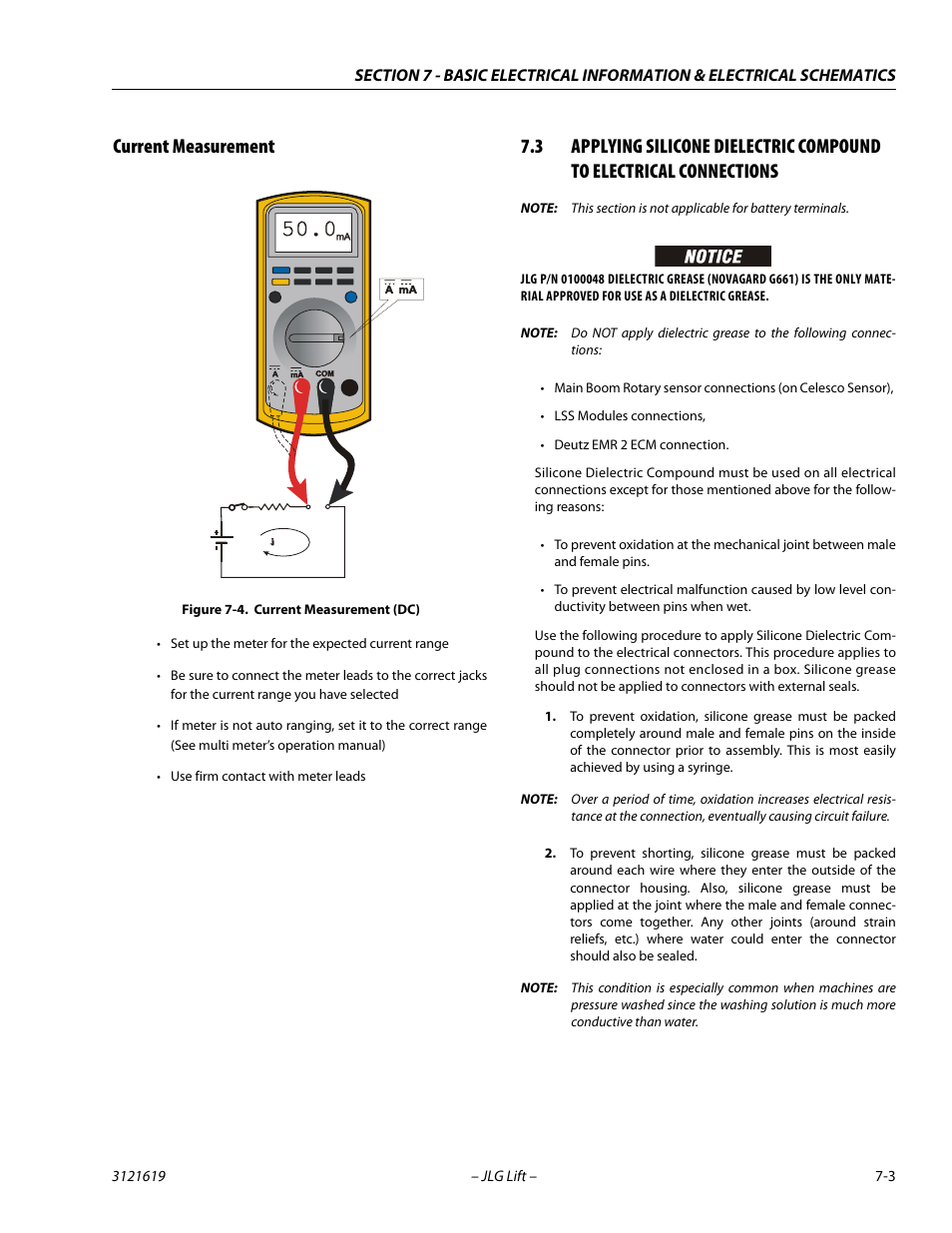 Current measurement, Current measurement -3, Current measurement (dc) -3 | JLG 1850SJ Service Manual User Manual | Page 363 / 452