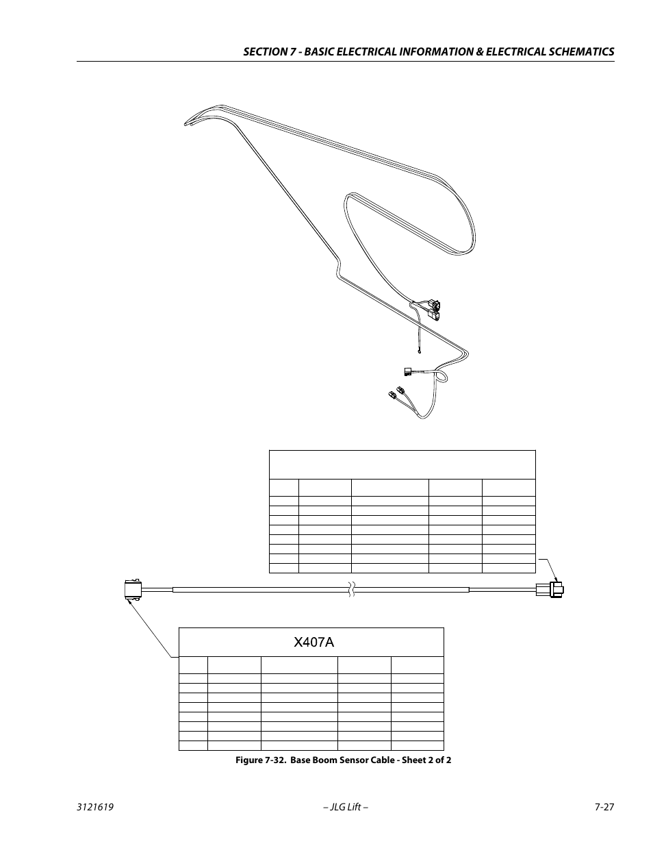 Base boom sensor cable - sheet 2 of 2 -27, X404a | JLG 1850SJ Service Manual User Manual | Page 387 / 452