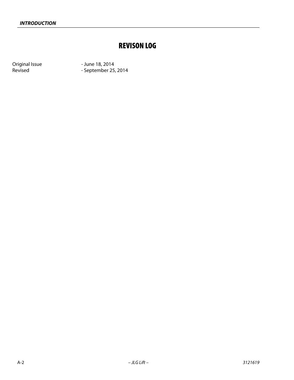 Revison log | JLG 1850SJ Service Manual User Manual | Page 4 / 452